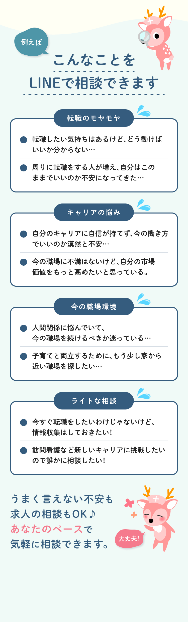 こんなことをLINEで相談できます